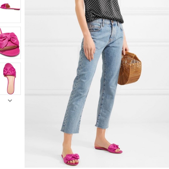 🆕Jcrew Dark Peony Pink Satin Bow Slides - Picture 3 of 7